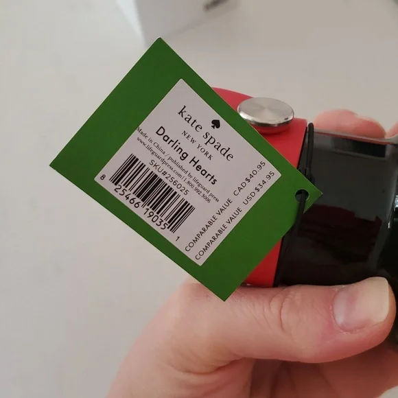 Kate Spade Black Water Bottle with Heart Design - Picture 2 of 2